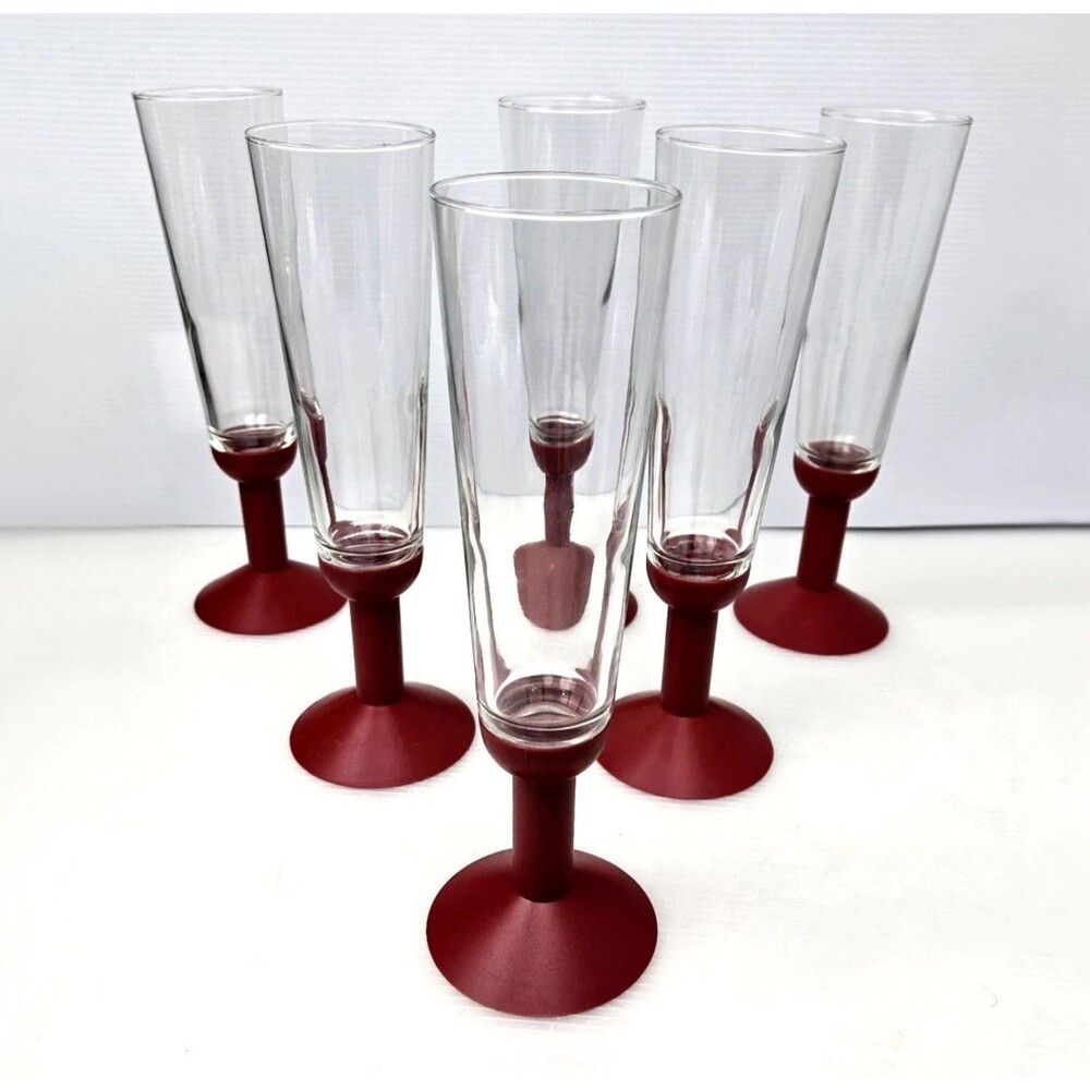 1980s Bodum Oktett Champagne Flutes Postmodern Memphis Style Set of 6 Star Trek